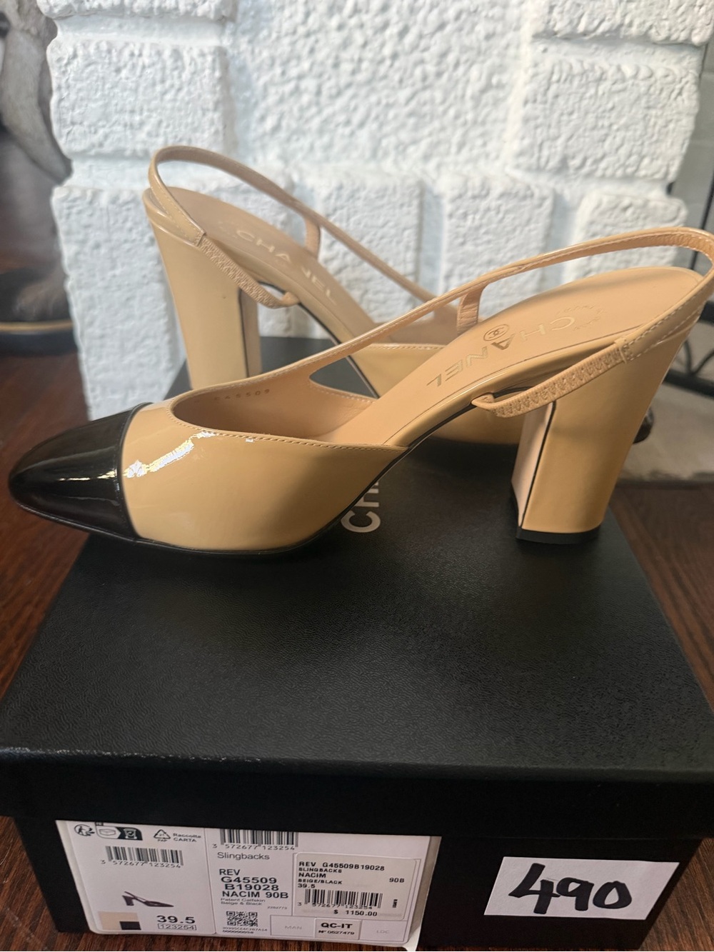 BRAND NEW! Chanel slingbacks. Beige/black. Size: EU39.5/US9. With box/dusters. - Picture 9 of 12